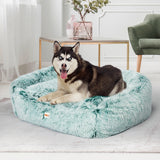 Dog Calming Bed Warm Soft Plush Comfy Sleeping Kennel Cave Memory Foam Teal M PaWz