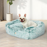 Dog Calming Bed Warm Soft Plush Comfy Sleeping Kennel Cave Memory Foam Teal S PaWz