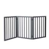 Wooden Pet Gate Dog Fence Retractable Barrier Portable Door 3 Panel Grey PaWz