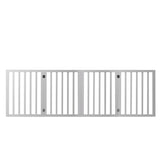 Wooden Pet Gate Dog Fence Retractable Barrier Portable Door 4 Panel White PaWz