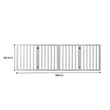 Wooden Pet Gate Dog Fence Retractable Barrier Portable Door 4 Panel White PaWz