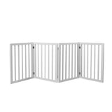 Wooden Pet Gate Dog Fence Retractable Barrier Portable Door 4 Panel White PaWz