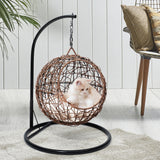 PaWz Rattan Cat Beds Elevated Puppy Wicker Hanging Basket Swinging Egg Chair PaWz