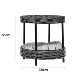PaWz Rattan Pet Bed Elevated Raised Cat Dog House Wicker Basket Kennel Table PaWz