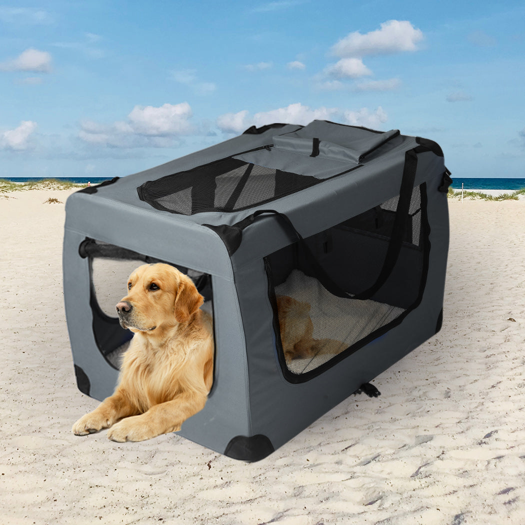 PaWz Pet Travel Carrier Kennel Folding Soft Sided Dog Crate For Car Cage Large L PaWz