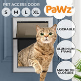 PaWz Aluminium Pet Access Door Dog Cat Dual Flexi Flap For Wooden Wall S PaWz