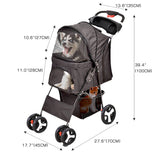 PaWz 4 Wheels Pet Stroller Dog Cat Cage Puppy Pushchair Travel Walk Carrier Pram PaWz