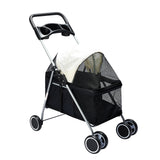 Pet Stroller Dog Cat Pram Foldable Carrier Large Travel 4 Wheels Pushchair Black Unbranded
