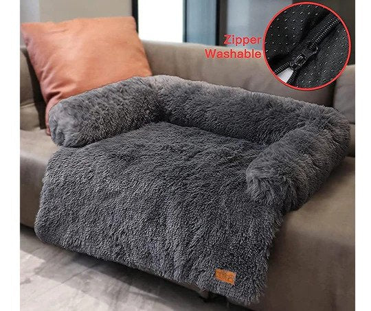 Gray Washable Calming Furniture Protector With Zipper Bed Sofa
