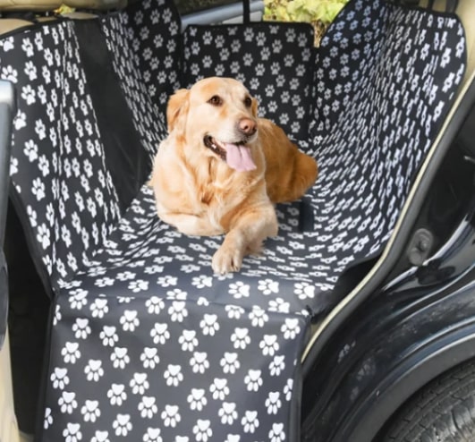 Waterproof Pet Car Seat Cover Hammock Black With Mesh Window Petsleisure