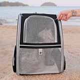 Pet Carrier Bag Cat Dog Breathable Double Shoulder Backpack Travel Outdoor Black Petsleisure