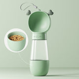Portable Dog Water Bottle with Food Container Leak Proof Dog Water Dispenser(Green) Petsleisure