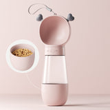Portable Dog Water Bottle with Food Container Leak Proof Dog Water Dispenser(Pink) Petsleisure