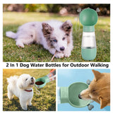 Portable Dog Water Bottle with Food Container Leak Proof Dog Water Dispenser(Pink) Petsleisure