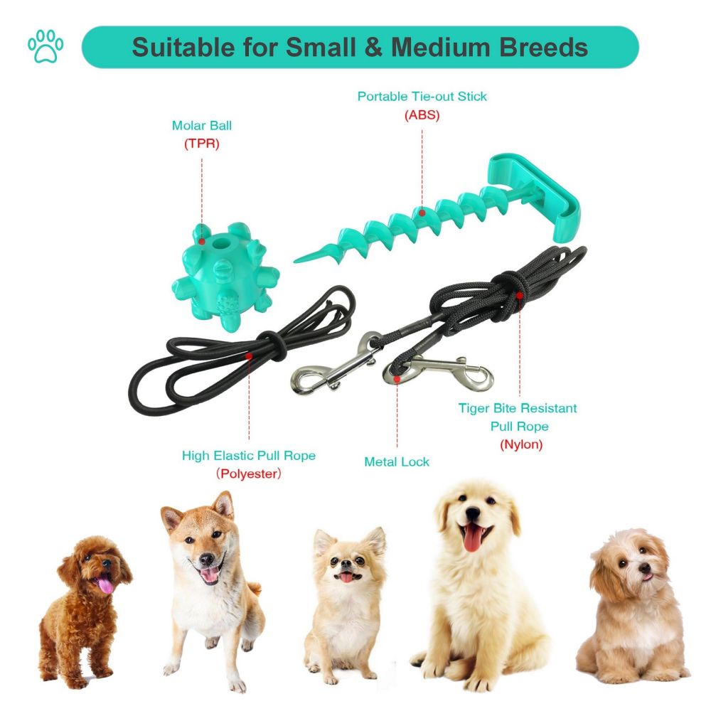 Portable Dog Tie-out Stick Set Outdoor Interactive Tug of  War Toy Petsleisure