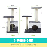 Paw Mate 69cm Grey Cat Tree Mono Multi Level Scratcher Petsleisure