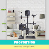 Paw Mate 170cm Grey Cat Tree Danie Multi Level Scratcher Petsleisure