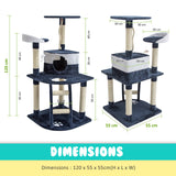 Paw Mate 120cm Blue Cat Tree Bear Multi Level Scratcher Petsleisure