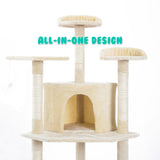 Paw Mate 201cm Beige Cat Tree Parala Multi Level Scratcher Petsleisure
