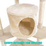 Paw Mate 201cm Beige Cat Tree Parala Multi Level Scratcher Petsleisure