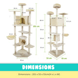 Paw Mate 201cm Beige Cat Tree Parala Multi Level Scratcher Petsleisure