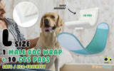 PawPang L Dog Wrap Reusable Male + 10 Ct M Diaper Booster Pads Disposable Petsleisure
