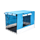 Paw Mate Wire Dog Cage Foldable Crate Kennel 24in with Tray + Blue Cover Combo Petsleisure