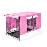 Paw Mate Wire Dog Cage Foldable Crate Kennel 30in with Tray + Pink Cover Combo Petsleisure