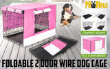 Paw Mate Wire Dog Cage Foldable Crate Kennel 30in with Tray + Pink Cover Combo Petsleisure
