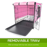 Paw Mate Wire Dog Cage Foldable Crate Kennel 30in with Tray + Pink Cover Combo Petsleisure