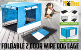 Paw Mate Wire Dog Cage Foldable Crate Kennel 48in with Tray + Blue Cover Combo Petsleisure