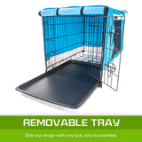 Paw Mate Wire Dog Cage Foldable Crate Kennel 48in with Tray + Blue Cover Combo Petsleisure