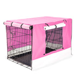 Paw Mate Wire Dog Cage Foldable Crate Kennel 48in with Tray + Pink Cover Combo Petsleisure