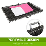 Paw Mate Wire Dog Cage Foldable Crate Kennel 48in with Tray + Pink Cover Combo Petsleisure