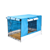 Paw Mate Wire Dog Cage Crate 24in with Tray + Cushion Mat + Blue Cover Combo Petsleisure