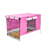 Paw Mate Wire Dog Cage Crate 30in with Tray + Cushion Mat + Pink Cover Combo Petsleisure