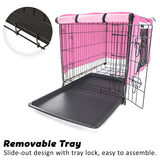 Paw Mate Wire Dog Cage Crate 30in with Tray + Cushion Mat + Pink Cover Combo Petsleisure