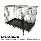 Paw Mate Wire Dog Cage Crate 48in with Tray + Cushion Mat + Blue Cover Combo Petsleisure