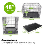 Paw Mate Wire Dog Cage Crate 48in with Tray + Cushion Mat + Blue Cover Combo Petsleisure