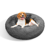 Dog Pet Cat Calming Bed Warm Plush Round  Nest Comfy Sleeping Bed Dark Grey 90cm Petsleisure