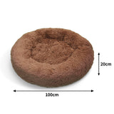 Pet Dog Bed Bedding Warm Plush Round Soft Dog Nest Light Coffee  XL 100cm Petsleisure