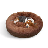 Pet Dog Bed Bedding Warm Plush Round Soft Dog Nest Light Coffee  XL 100cm Petsleisure