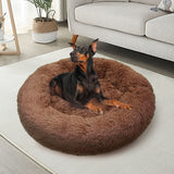 Pet Dog Bed Bedding Warm Plush Round Soft Dog Nest Light Coffee  XL 100cm Petsleisure