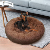 Pet Dog Bed Bedding Warm Plush Round Soft Dog Nest Light Coffee  XL 100cm Petsleisure