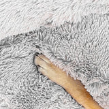 Pet Dog Bed Bedding Warm Plush Round Comfortable Dog Nest Light Grey Large 90cm Large Petsleisure