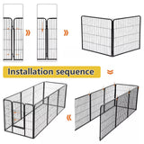 Heavy Duty Comfortable Pet Dog Game Fence Foldable 6 Panel Metal Dog Fence Black Petsleisure