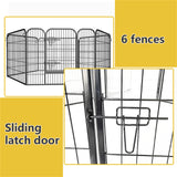 Heavy Duty Comfortable Pet Dog Game Fence Foldable 6 Panel Metal Dog Fence Black Petsleisure