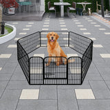 Heavy Duty Comfortable Pet Dog Game Fence Foldable 6 Panel Metal Dog Fence Black Petsleisure