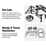 Dual Elevated Raised Pet Dog Puppy Feeder Bowl Stainless Steel Food Water Stand Randy & Travis Machinery