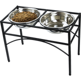 Dual Elevated Raised Pet Dog Puppy Feeder Bowl Stainless Steel Food Water Stand Randy & Travis Machinery